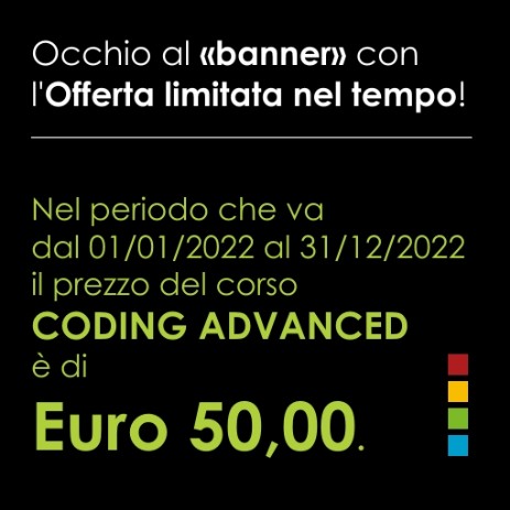 Corso Coding a 50 Euro per l'Anno 2022.